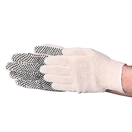 Natural Medium Weight 1-Sided PVC Dot Knit Gloves 25DZ/CS- Men's, PK 600